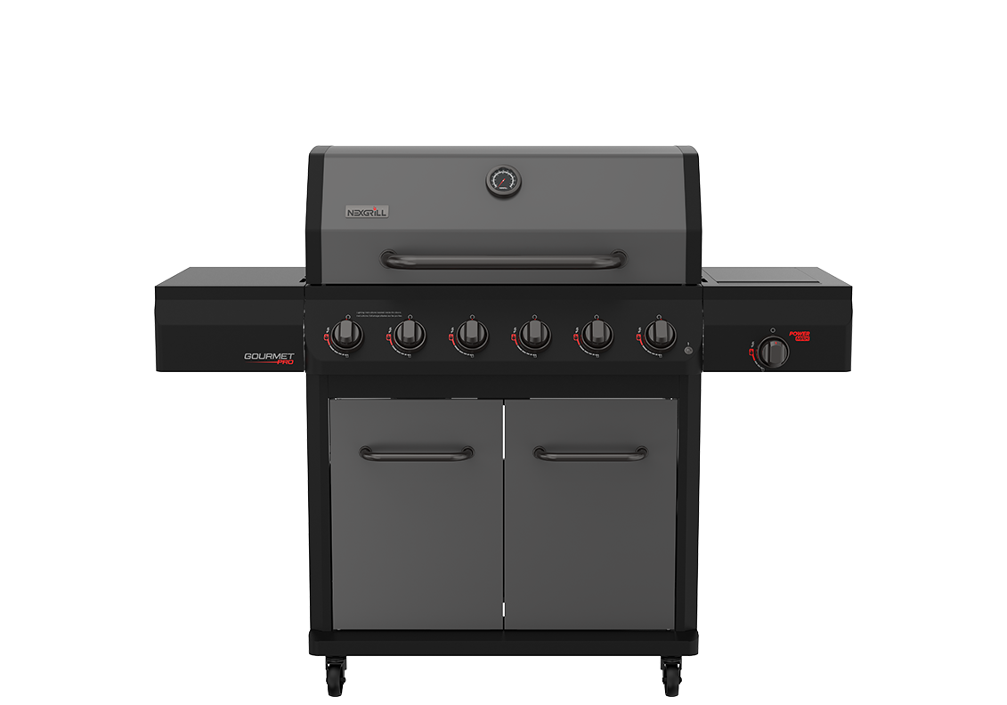 Gourmet Pro 6-Burner Graphite Dual Fuel Gas Grill with Searing Side Burner