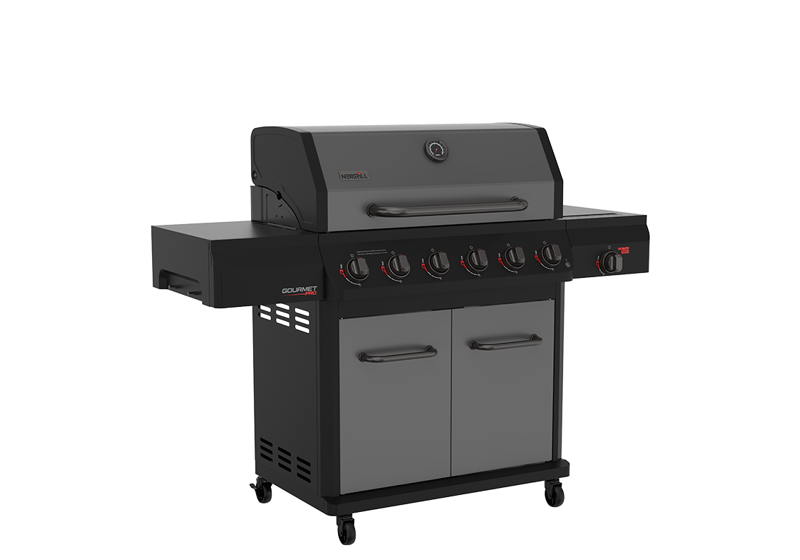 Gourmet Pro 6-Burner Graphite Dual Fuel Gas Grill with Searing Side Burner