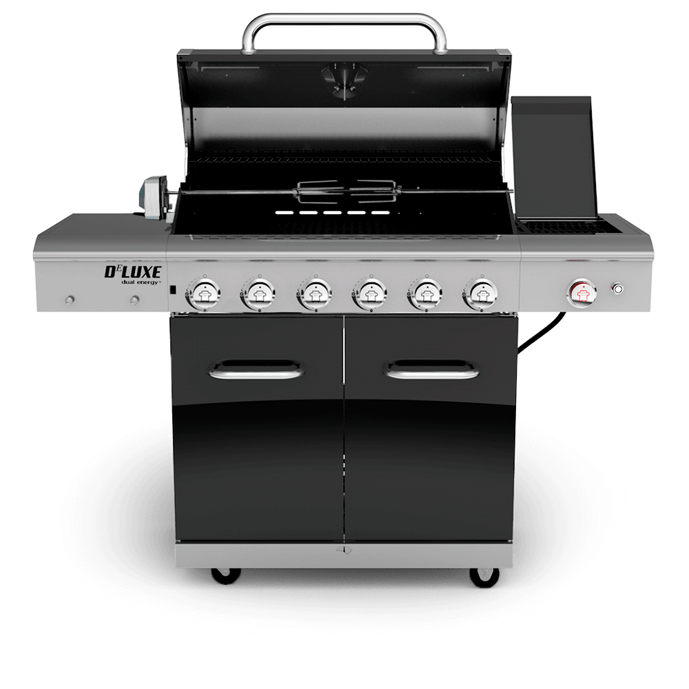 Deluxe 6-Burner Propane Gas Grill with Ceramic Searing Side Burner & Rotisserie Kit