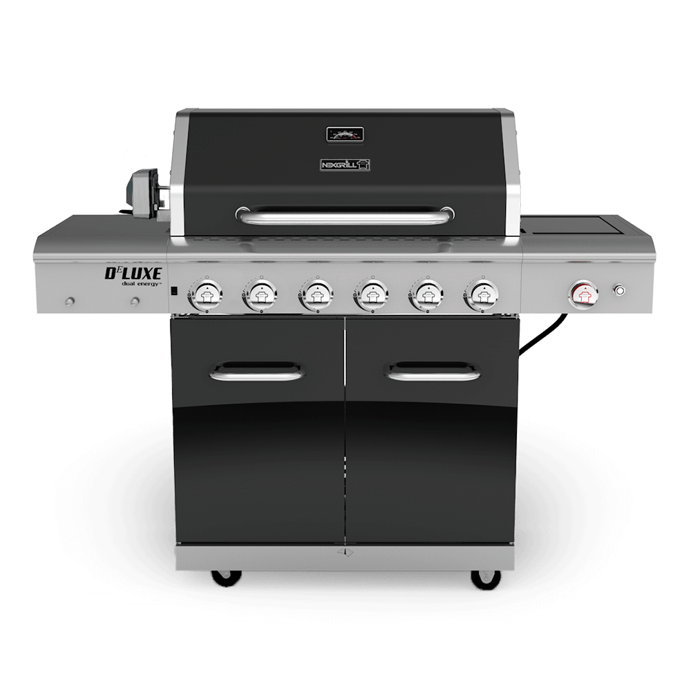 Deluxe 6-Burner Propane Gas Grill with Ceramic Searing Side Burner & Rotisserie Kit